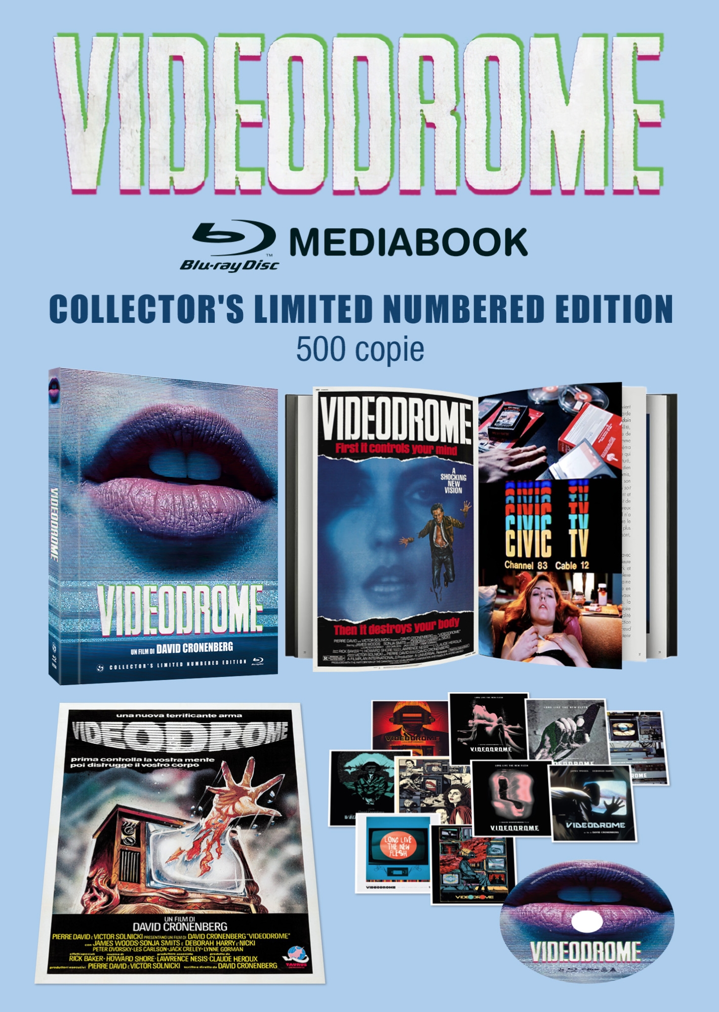 Videodrome (Collector'S Limited Numbered Edition Mediabook) Blu Ray + Poster + Cartoline